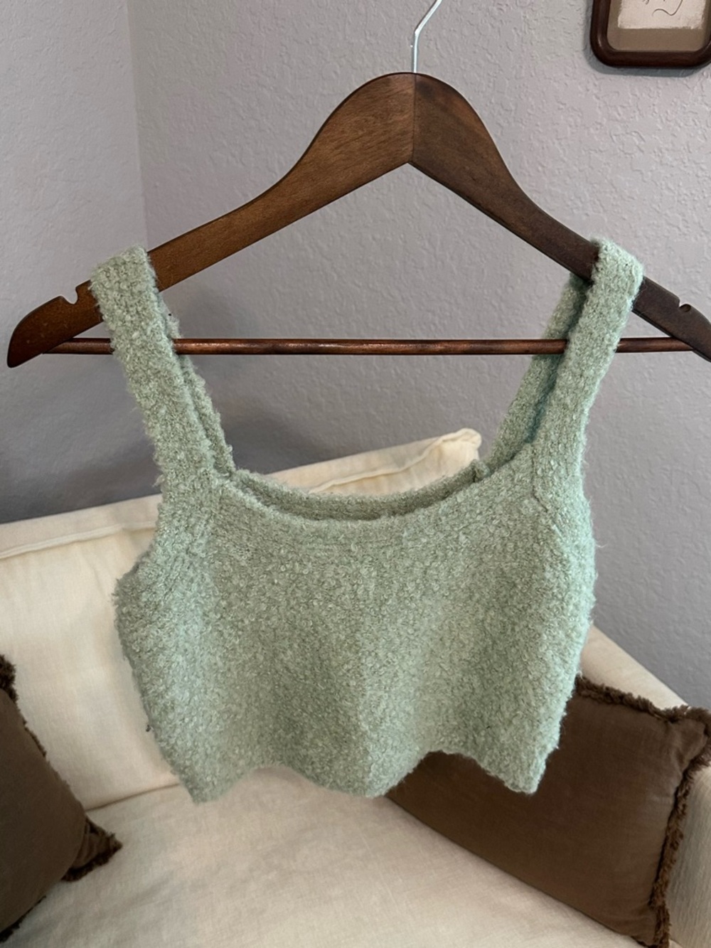 Abercrombie & Fitch Sage Green Textured Cropped Tank